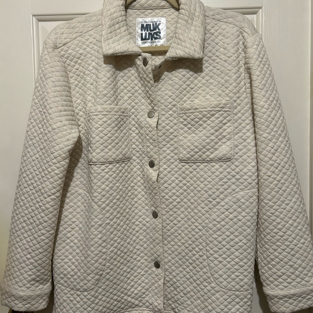 Muk Luks Off-White Quilted Utility Jacket
